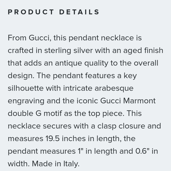 GUCCI KEY NECKLACE NWOT 925 Sterling silver - Picture 9 of 9